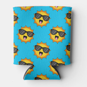 Enfriador De Latas Kawaii Happy Sun con gafas de sol