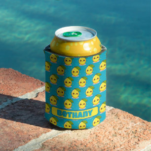 Enfriador De Latas Kawaii Lemon – Fruta Sonriente Personalizada