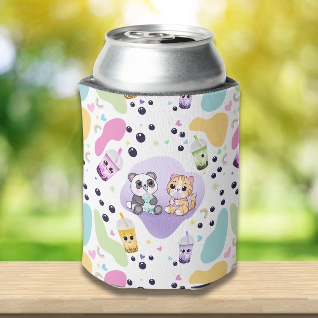 Enfriador De Latas Kawaii Panda & Tiger Bubble Tea Kids Impreso (Subido por el creador)