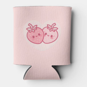 Enfriador De Latas Kawaii Pink Valentines Strawberries