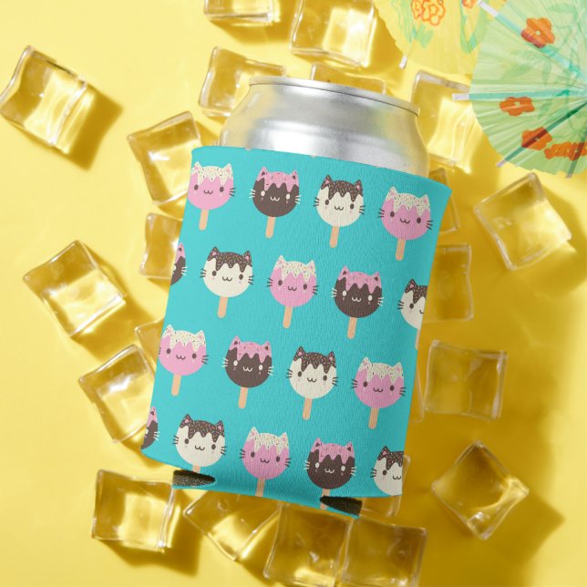 Enfriador De Latas Kawaii Summer Ice Lolly Popsicle Cats (Verano in situ)