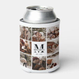 Enfriador De Latas Keepsake moderno de Collage de fotos blanco y negr