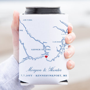 Enfriador De Latas Kennebunkport Mapa Boda Favor del Consumidor de Be