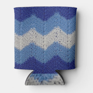 Enfriador De Latas Knit rayado azul y blanco