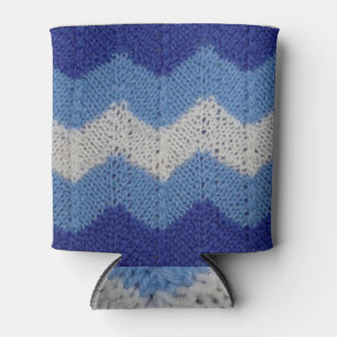 Enfriador De Latas Knit rayado azul y blanco