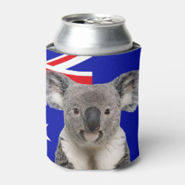 Enfriador De Latas Koala con fondo de bandera australiana