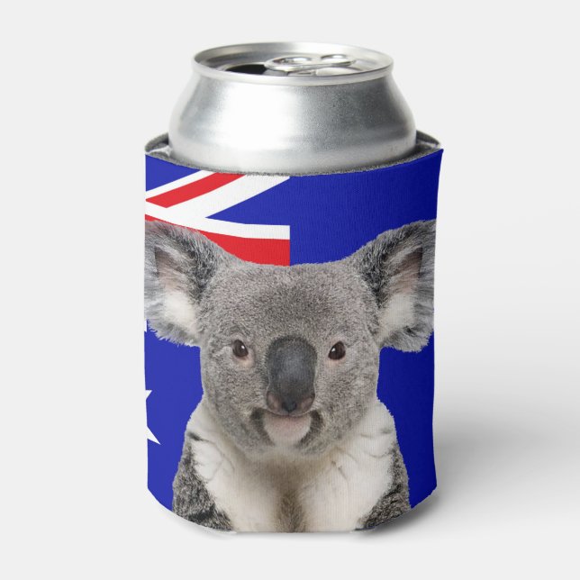 Enfriador De Latas Koala con fondo de bandera australiana (Lata Anverso)
