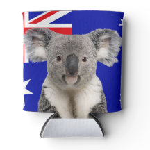 Koala con fondo de bandera australiana