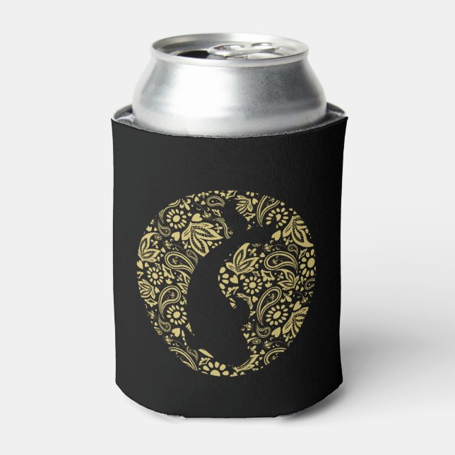 Enfriador De Latas Koi Carp Fish Elegante Oro Negro (Lata Anverso)