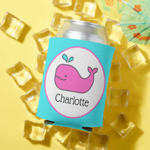 Enfriador De Latas La ballena rosa y Aqua personalizada