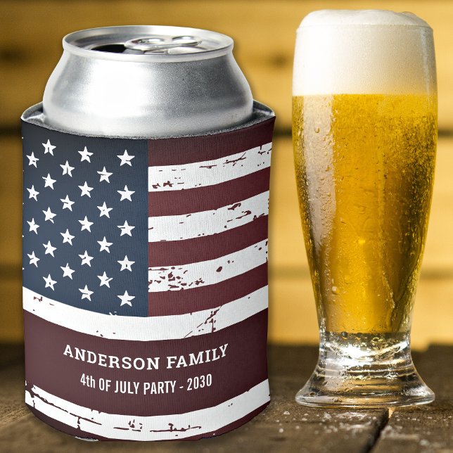 Enfriador De Latas La bandera estadounidense personaliza al patriótic (Subido por el creador)