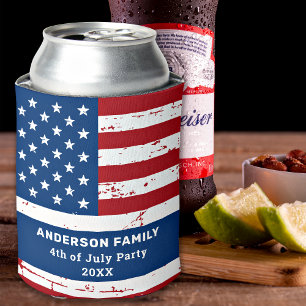 Enfriador De Latas La Bandera Estadounidense Personalizada 4 De Julio