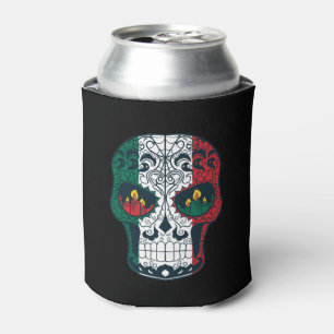 Enfriador De Latas La bandera mexicana colorea el día del cráneo