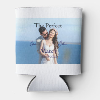 Enfriador De Latas la boda de la pareja perfecta azul nombre foto fec