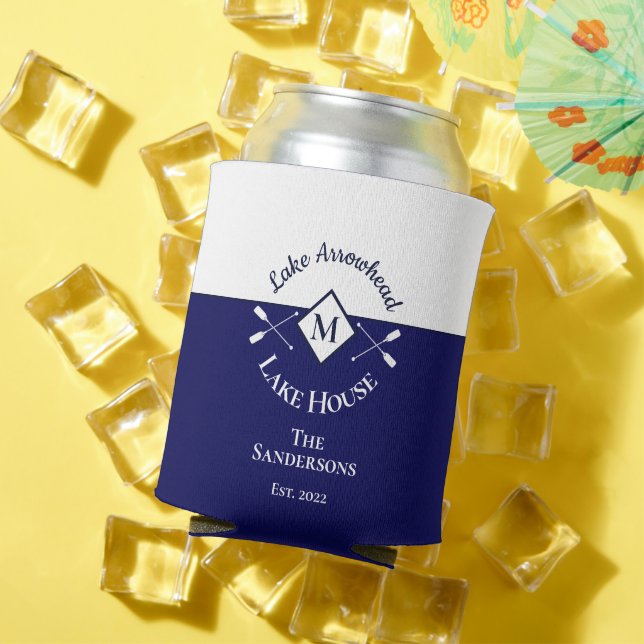 Enfriador De Latas La Casa del Lago Azul Monograma Blanco Azul de la  (Verano in situ)