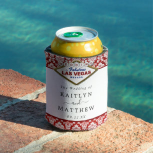 Enfriador De Latas La colección de Bodas Purpurinas Damask Las Vegas