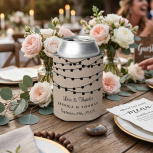 Enfriador De Latas La colección de Bodas Rustic Kraft Lights