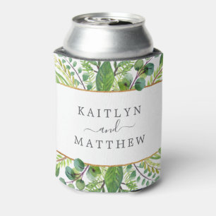 Enfriador De Latas La colección de Bodas verdes y dorados