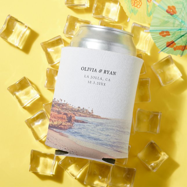 Enfriador De Latas La Jolla Wedding Favor Personalizado (Verano in situ)