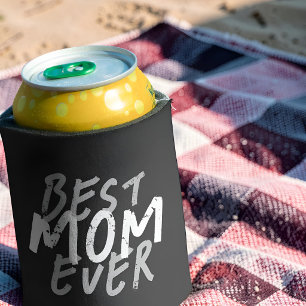 Enfriador De Latas La Mejor Mamá del Mundo Moderno Grunge Blanco y Gr
