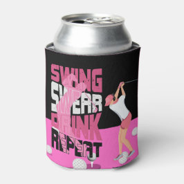 Enfriador De Latas La mujer de golf Swing Swear repite el tema negro 