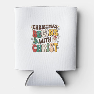 Enfriador De Latas La Navidad Comienza Con Cristo Diseño De Árbol De