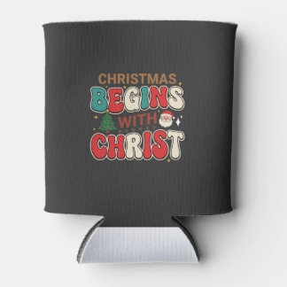 Enfriador De Latas La Navidad Comienza Con Cristo Santa Retro