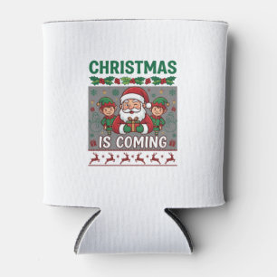 Enfriador De Latas La Navidad Está Llegando Santa Claus Elfos Reno