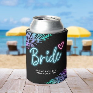 Enfriador De Latas La Novia Neon Azul y Rosa Tropical Bach Puede Enfr