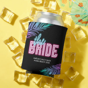 Enfriador De Latas La Novia Neon Azul y Rosa Tropical Despedida de So