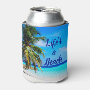 Enfriador De Latas La playa de Beach ocean Palm tree Life es una play