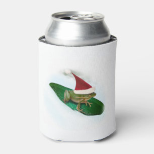 Enfriador De Latas La rana chapoteando a través de la nieve en una al