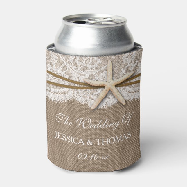 Enfriador De Latas La Rustic Starfish Beach Wedding (Lata Anverso)