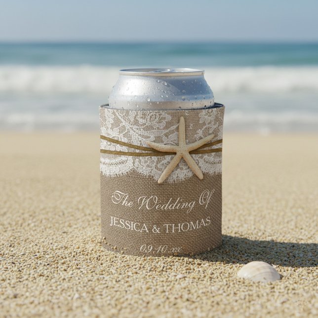 Enfriador De Latas La Rustic Starfish Beach Wedding (Subido por el creador)