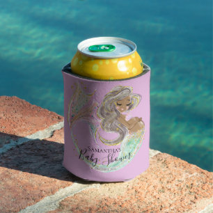 Enfriador De Latas La Sirenita Futura Mamá Baby Shower. Bajo El Mar.