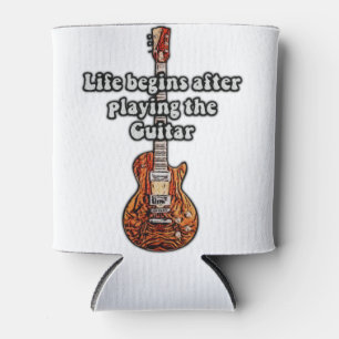 Enfriador De Latas La vida comienza después de tocar la guitarra. col