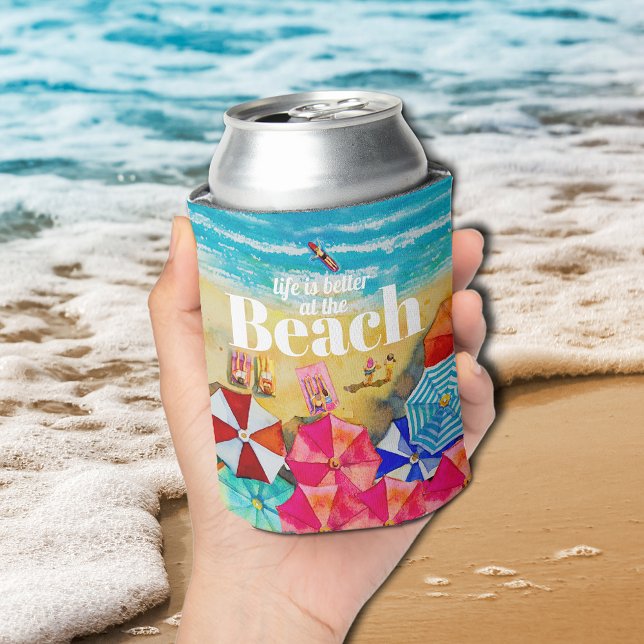 Enfriador De Latas La vida es mejor en la playa (Life is Better at the Beach Can Coolers)