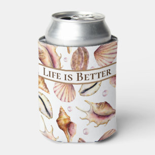 Enfriador De Latas La vida es mejor en la playa/conchas marinas