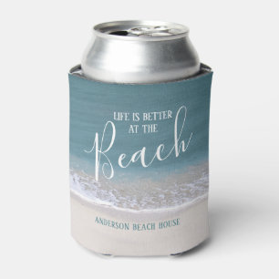 Enfriador De Latas La vida es mejor en la playa Foto de agua y aren