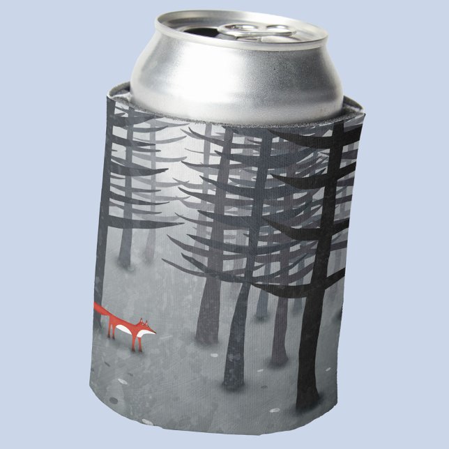 Enfriador De Latas La zorra y la selva (A fox in a forest fun moody can cooler)