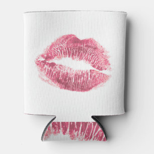 Enfriador De Latas labios rosados realistas, beso aislado