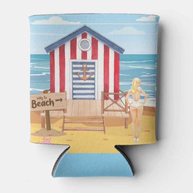 Enfriador De Latas ladie en la playa (Anverso)