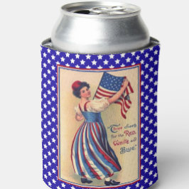 Enfriador De Latas Lady Liberty Estrellas Patrióticas de Bandera y Ra