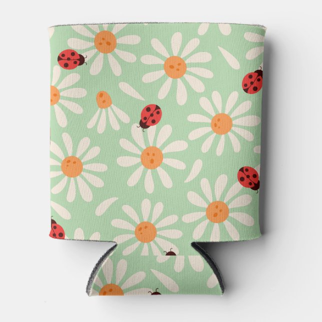 Enfriador De Latas Ladybugs and Daisies Custom Name (Anverso)
