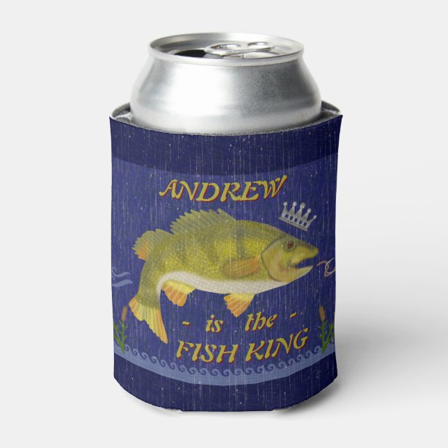 Enfriador De Latas Lago Bass Pescado King | Nombre de los anglóbulos  (Lata Anverso)
