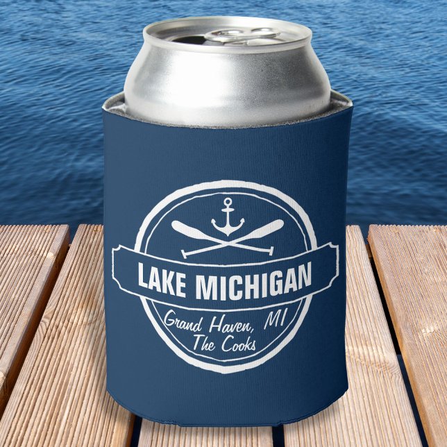 Enfriador De Latas Lago Michigan, ciudad personalizado, nombre, ancla (Subido por el creador)