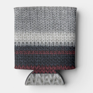 Enfriador De Latas Lana de punto: rayas rojas, blancas.