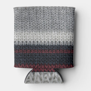 Enfriador De Latas Lana de punto: rayas rojas, blancas.