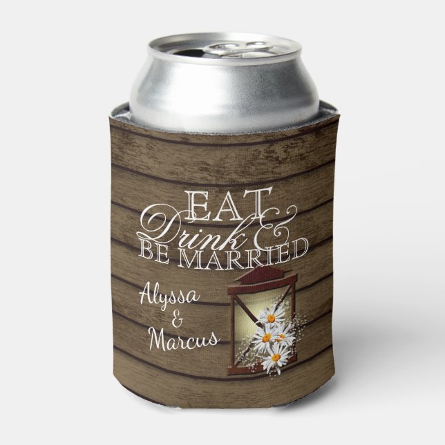 Enfriador De Latas Lantern y Barn Wood (Lata Anverso)