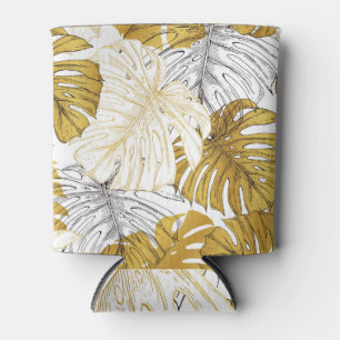 Enfriador De Latas Las hojas de Monstera: Blanco dorado